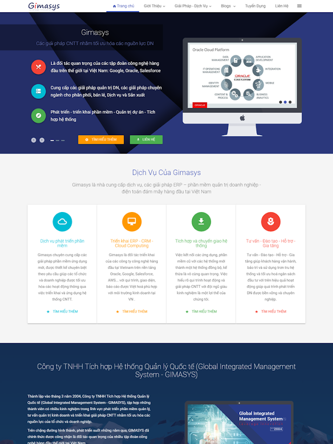 Landing Page Dịch vụ phần mềm Gimasys